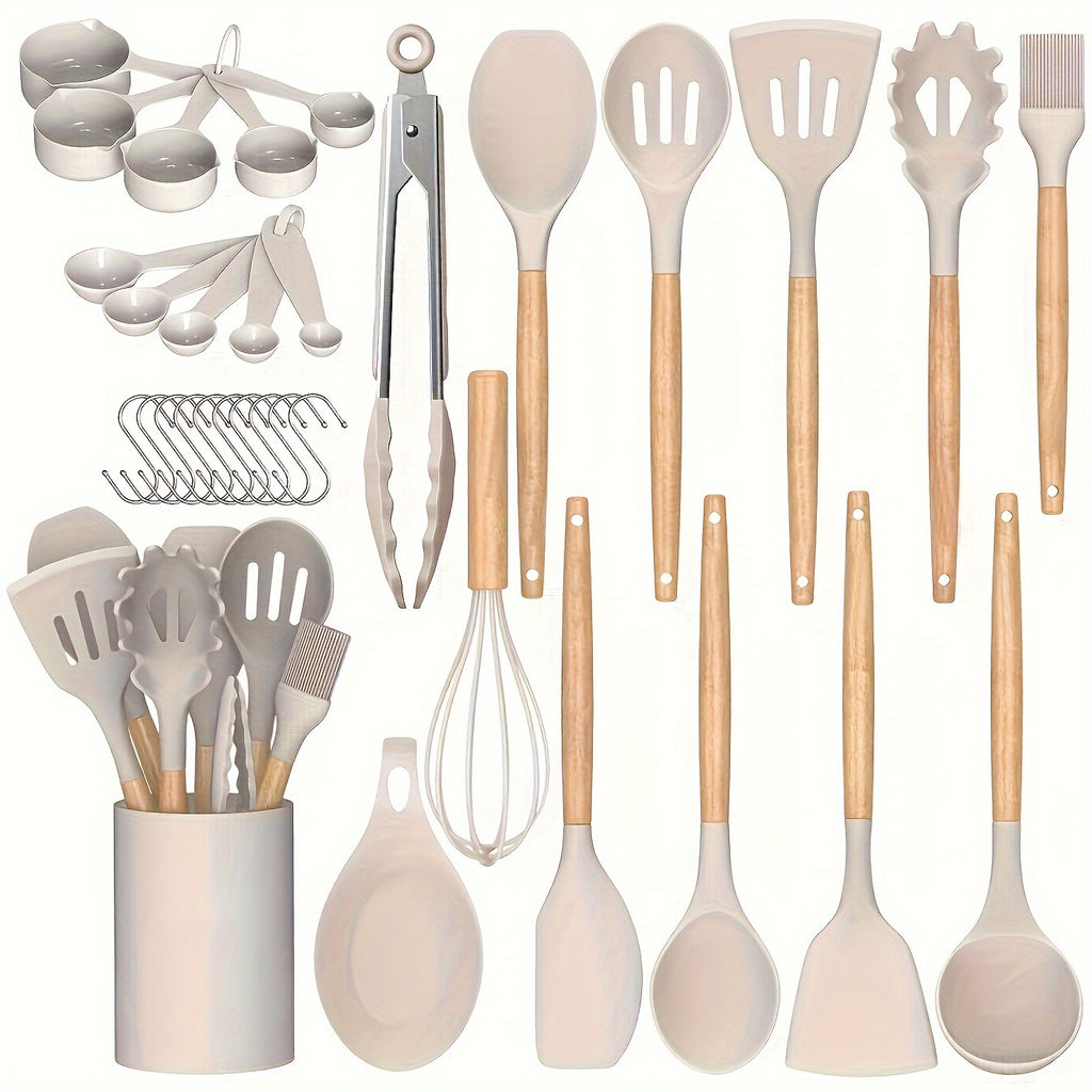 Kitchen Essential – 33pcs/set, Silicone Utensil Set, Kitchen Utensil Set, Safety Cooking Utensils Set, Non-Stick Cooking Utensils Set With Handle, Washable Modern Cookware, Kitchen Stuff, Ki