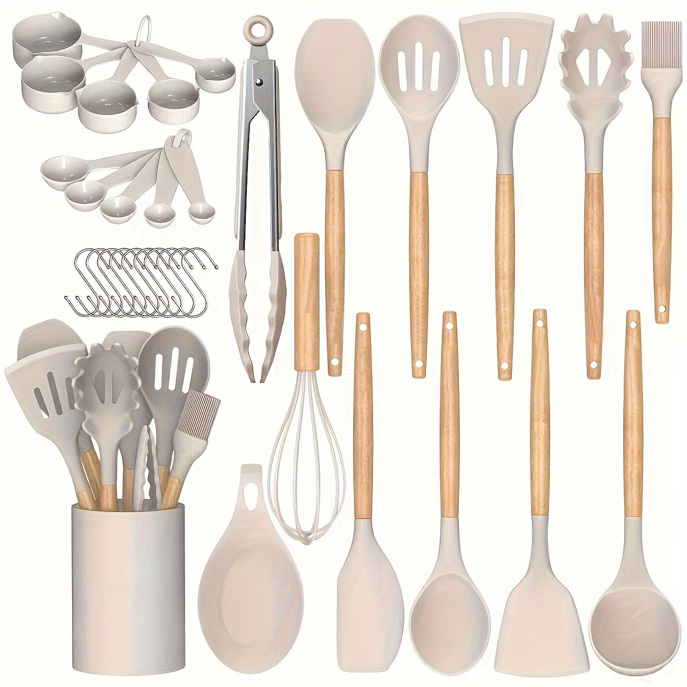 Kitchen Essential – 33pcs/set, Silicone Utensil Set, Kitchen Utensil Set, Safety Cooking Utensils Set, Non-Stick Cooking Utensils Set With Handle, Washable Modern Cookware, Kitchen Stuff, Ki