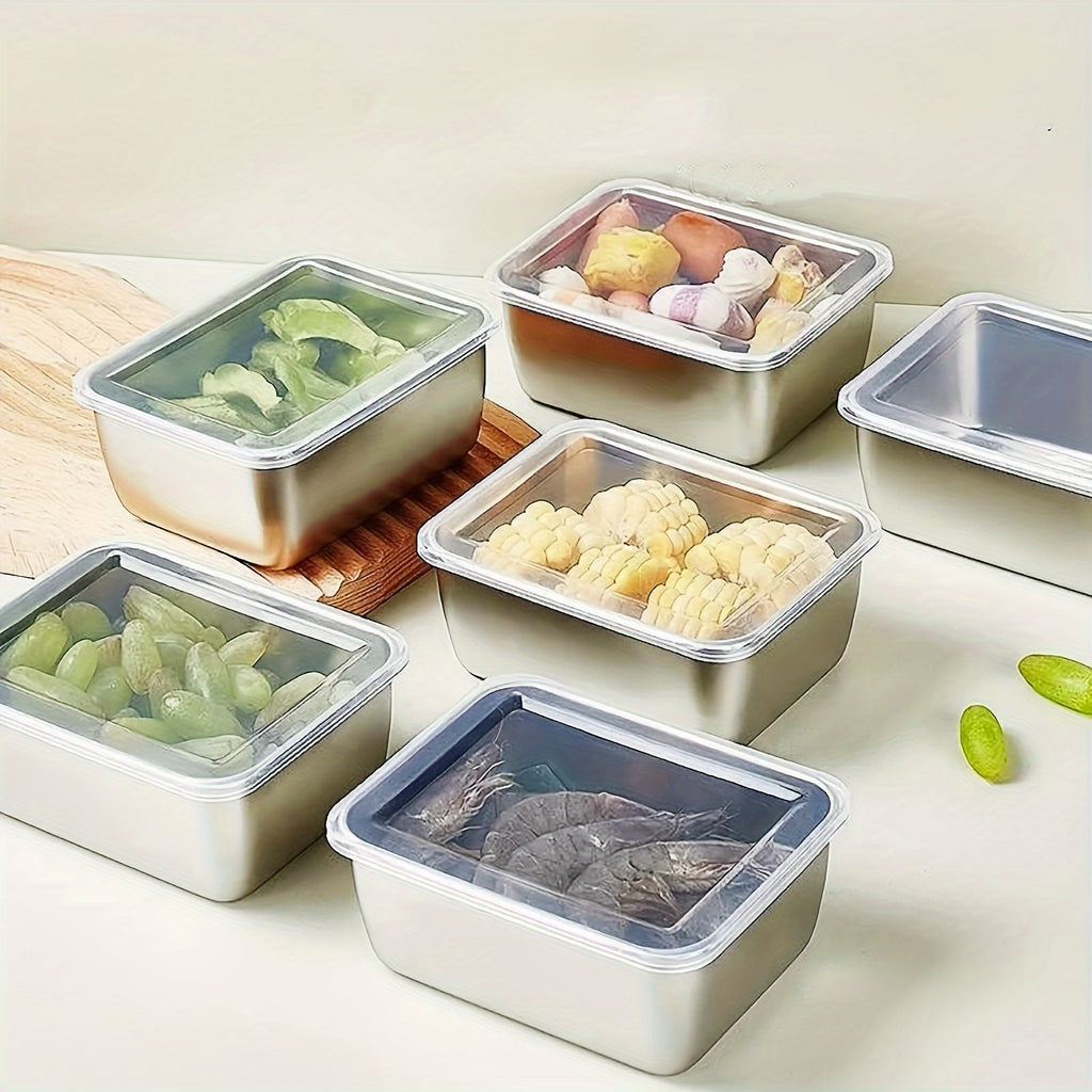 Heavy-Duty 6pcs Refrigerator Storage Organizer – easy-access fridge organization, Food Storage Containers 6pcs Stainless Steel Food Storage Containers Equipped With Compartments For Vegetables, designed for American homes, daily convenience and pract