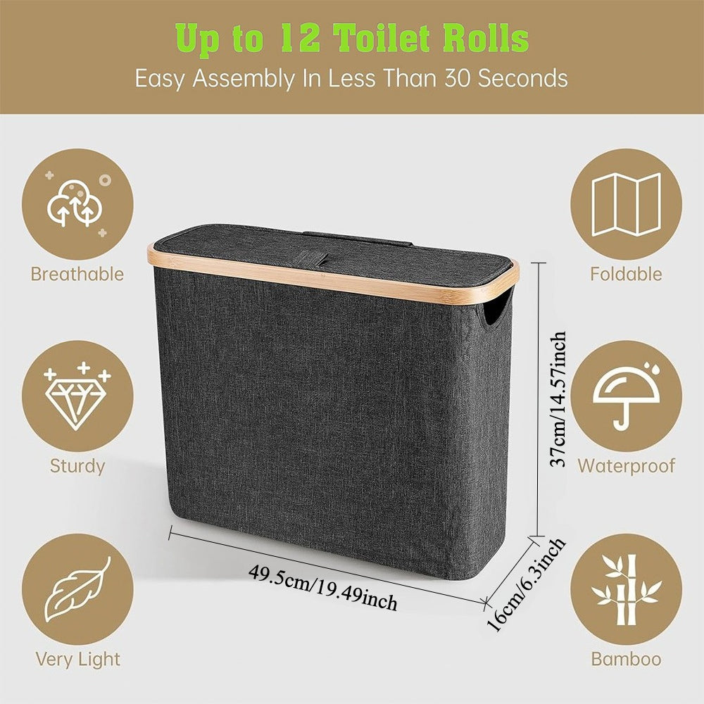 Smart Stackable Home Storage Bins – portable space-saving storage, Bamboo Toilet Paper Storage Basket with Lid Large Capacity Holds 12 Rolls Multi-functional Bathroom, designed for American homes, daily convenience and practical gifting