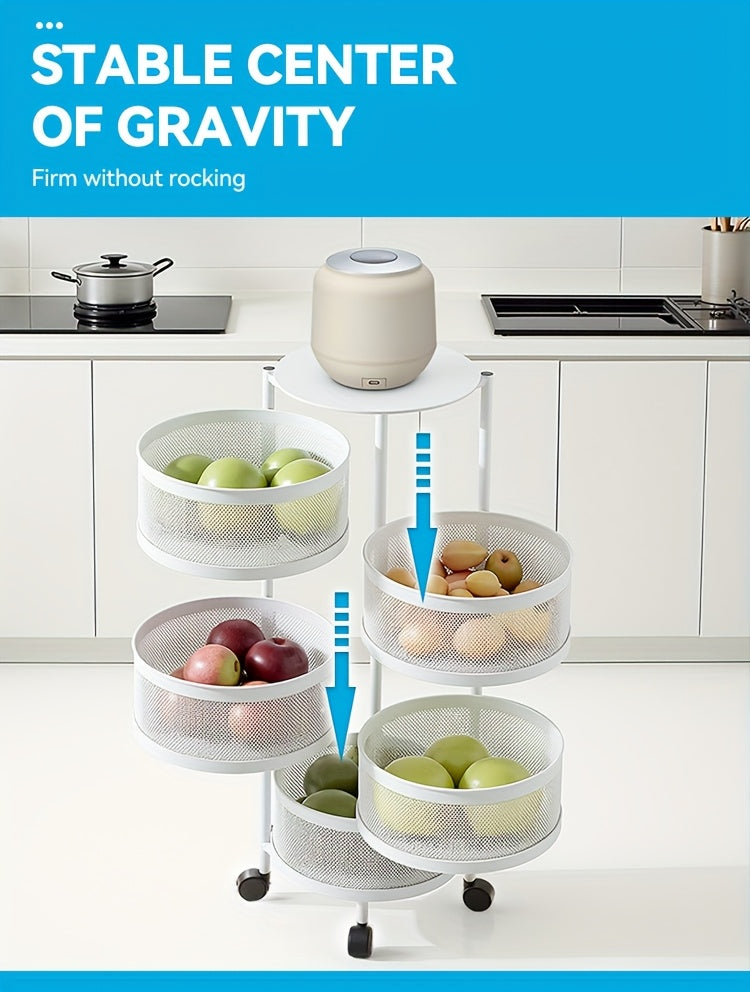 Premium Adjustable Home Storage Rack – durable multi-purpose storage, Rotatable Multi-layer Circular Storage Rack Mobile Storage Cart Round Floor-standing Multi-layer Rotatable Vegetable Basket, designed for American homes, daily convenience and prac