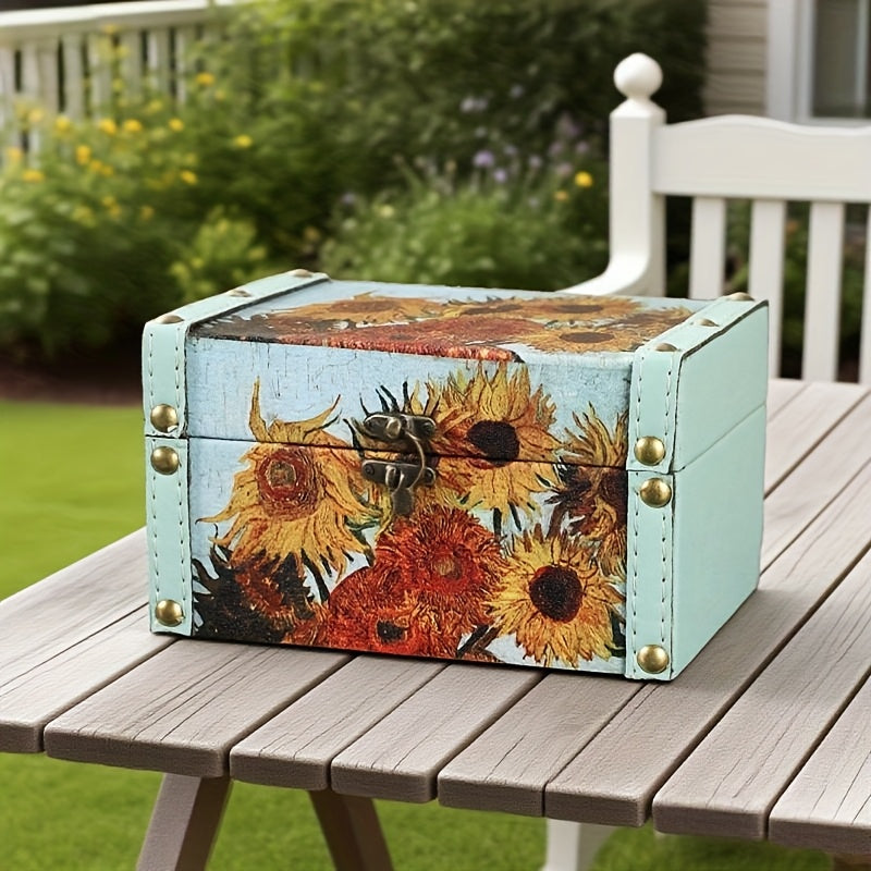 Premium Stackable Home Storage Bins – portable space-saving storage, Vintage Scandinavian Floral Wooden Storage Box Outdoor Patio Storage Box Dust-Proof Multi-Use Storage Box, designed for American homes, daily convenience and practical gifting