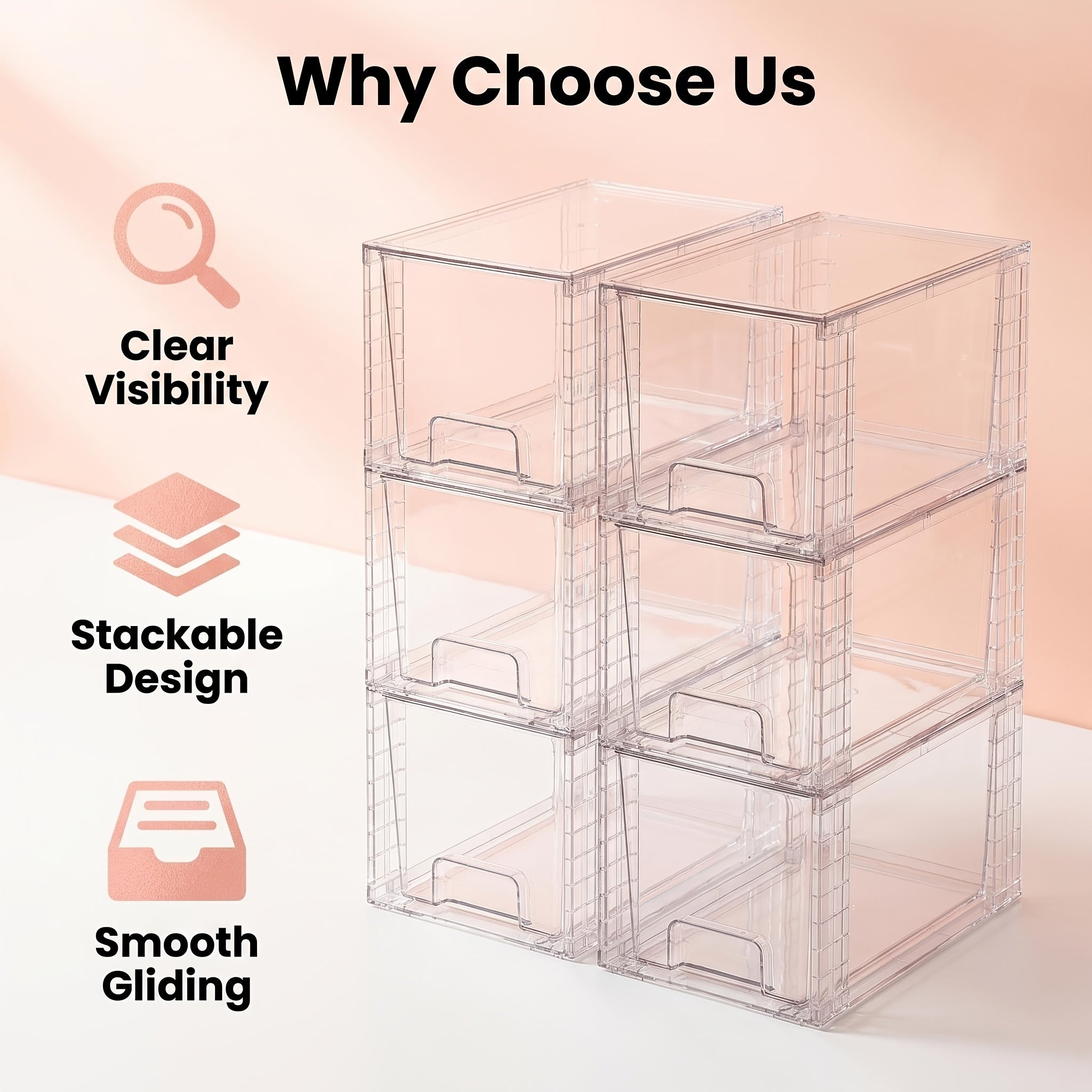 Heavy-Duty Pull-Out Cabinet Organizer – smooth-access cabinet organization, 2 4 6 8 Packs Drawer Style Storage Cabinet Stackable Storage Drawers Easily Assemble, designed for American homes, daily convenience and practical gifting