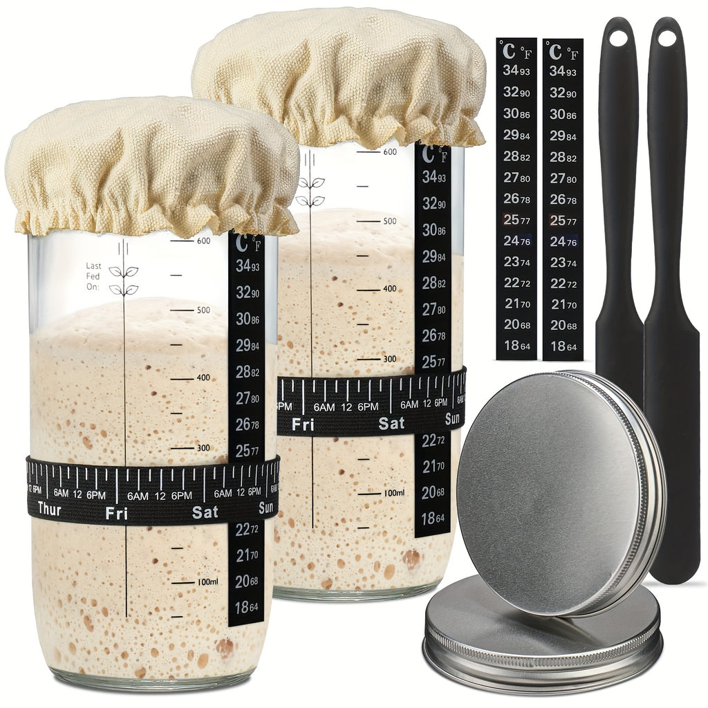 Versatile 1/2pcs Airtight Storage Jar Set – clear reusable pantry storage, 1 2pcs Fermentation Jar 24oz Glass Jar with Auxiliary Label Fermentation Jar Kit Set, designed for American homes, daily convenience and practical gifting