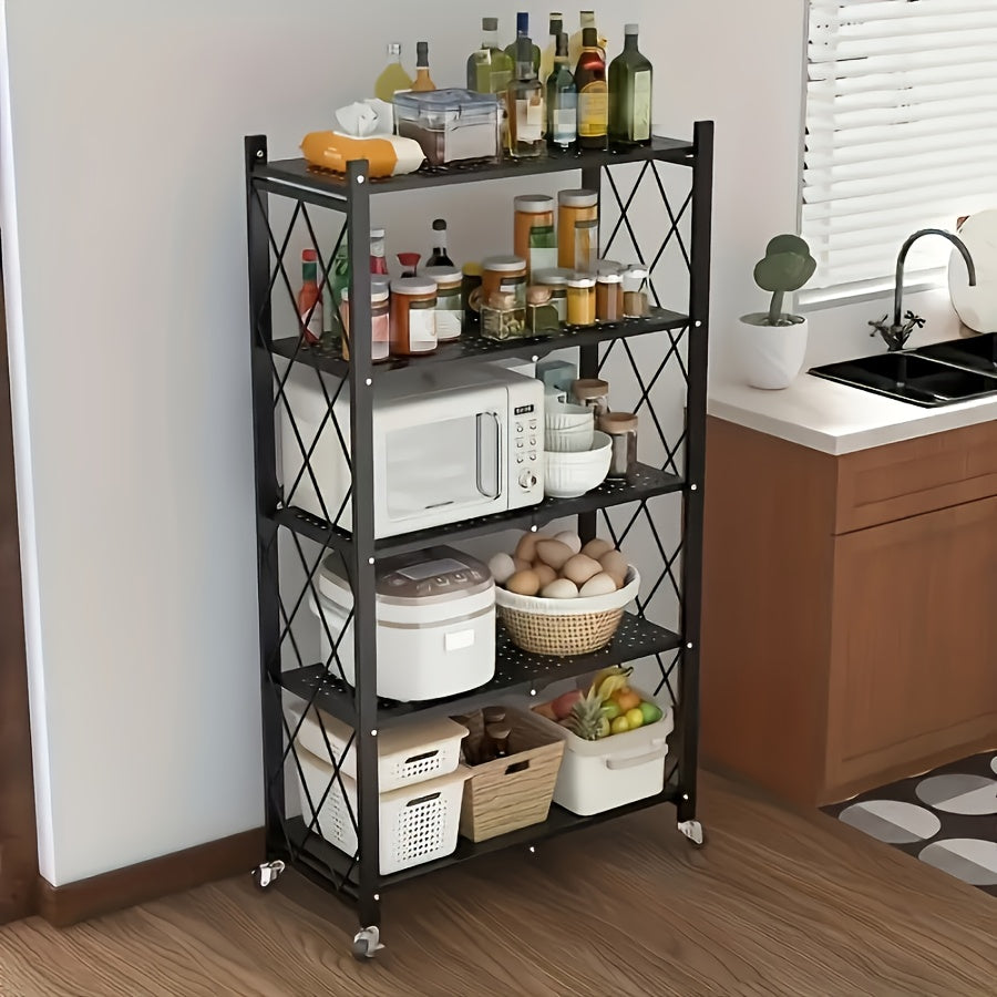 Modern Adjustable Home Storage Rack – durable multi-purpose storage, 3 4 5-Tier Outdoor Storage Rack No Assembly Required Multi-Layer Storage Rack with Wheels, designed for American homes, daily convenience and practical gifting