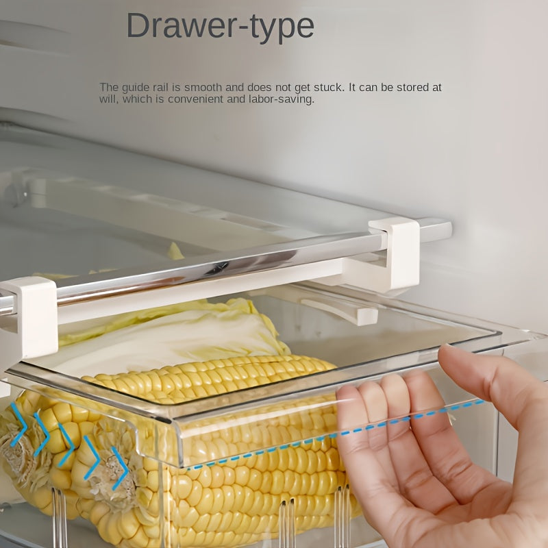 Heavy-Duty Stackable Storage Drawer – smooth-access cabinet organization, One Transparent Refrigerator Drawer Organizer Thickened Plastic Egg Storage Rack Suitable for Shelves Dividers, designed for American homes, daily convenience and practical gif