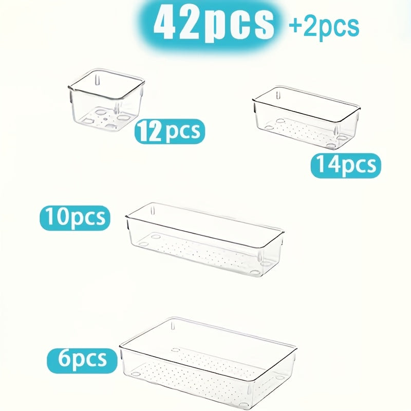 Heavy-Duty 11pcs Stackable Storage Drawer – smooth-access cabinet organization, 11pcs 23pcs 44pcs Deluxe Desktop Drawer Organizer Set - Transparent Multifunctional Storage Boxes for, designed for American homes, daily convenience and practical giftin