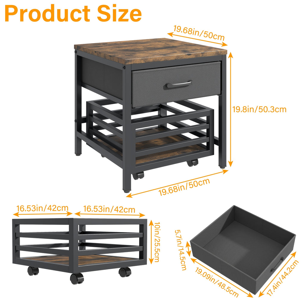 Heavy Duty Appliance Storage Shelf with Sliding Shelf & Drawer - Suitable for Fridge, Washer, Dishwasher | 19.69inch Height Shelf with 88lb Basket & Smooth Glide Drawers | 360° Swivel Wheels, Wood for Laundry Room & Kitchen, Utility Racks