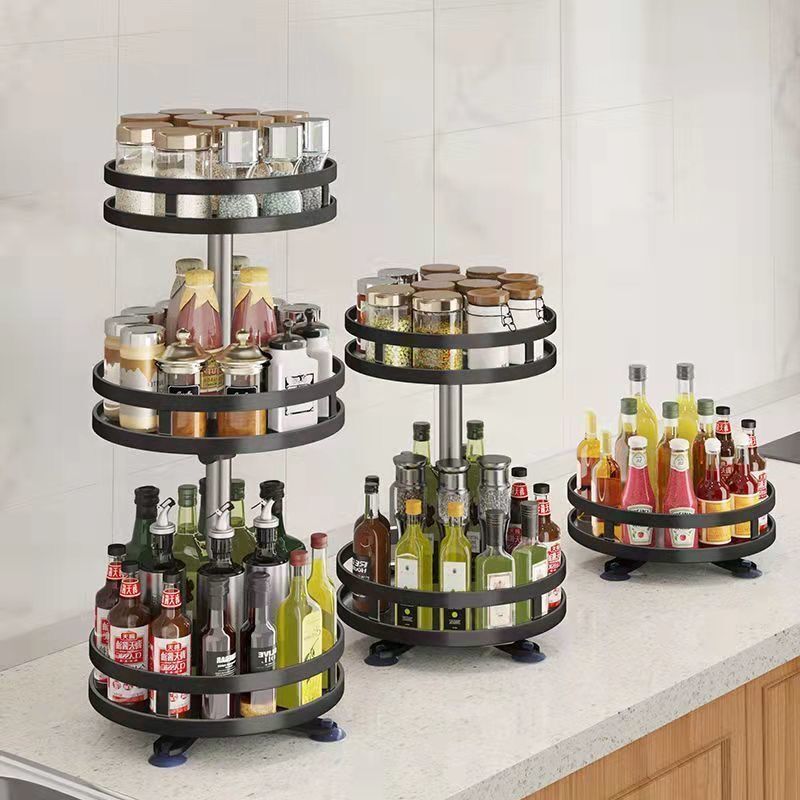 360° Rotating Spice Rack Organizer with Non-Slip Base - Adjustable Expandable Metal Shelves for Countertop & Pantry Storage, Space-Saving Cabinet Organizer for Seasonings, Oil Bottles, Condiments, Kitchen Spice Organizer, Compact Design, Sturdy Constructi