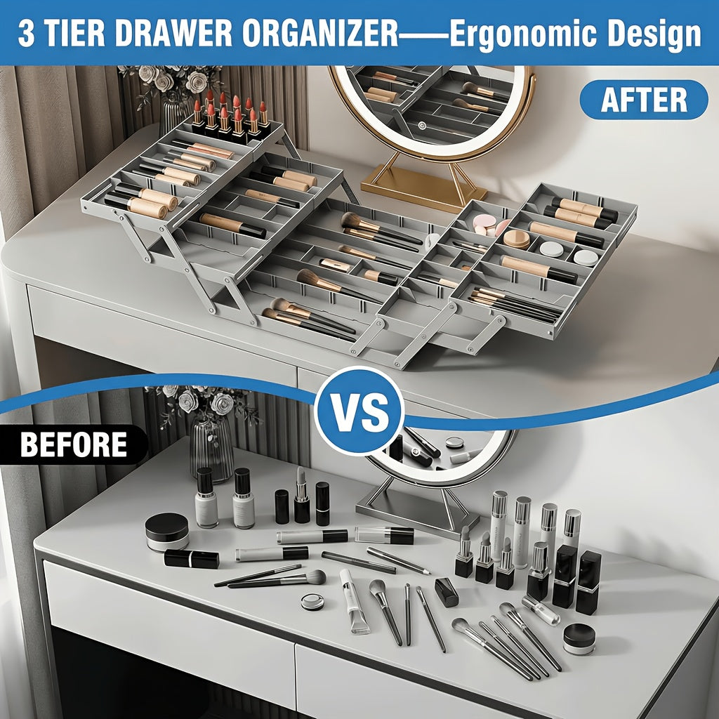 Space-Saving 3 Tier Stackable Storage Drawer – smooth-access cabinet organization, A Collapsible Drawer Storage Box Two Rows And Three Layers with New ABS Material, designed for American homes, daily convenience and practical gifting