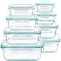 16pcs (8 Lids 8 Containers) Airtight Glass Food Storage Containers Lunch Boxes Microwave Oven Safe Perfect For Salads Fruits Vegetables And Sandwiches Lunch Boxes Airtight Storage Durable Glass Food Storage Set