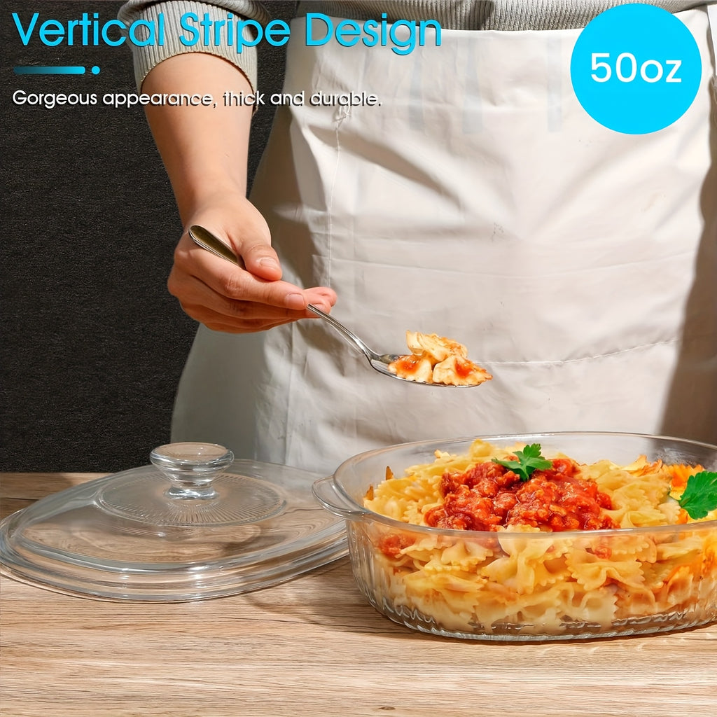 Premium 50oz Kitchen Baking Dish Set – oven-ready cooking and serving, Oval Glass Casserole Dish with Lid Set - 50oz 85oz Oven Microwave Safe Perfect, designed for American homes, daily convenience and practical gifting