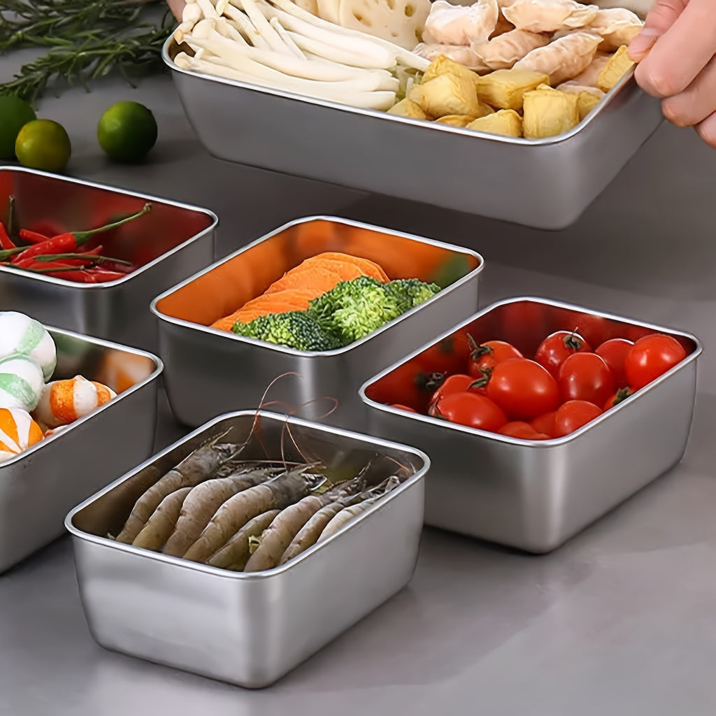 Heavy-Duty 6pcs Refrigerator Storage Organizer – easy-access fridge organization, Food Storage Containers 6pcs Stainless Steel Food Storage Containers Equipped With Compartments For Vegetables, designed for American homes, daily convenience and pract