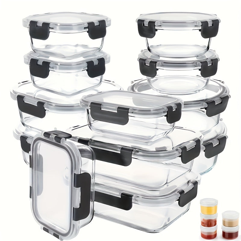 24pcs Glass Storage Containers with Lids | Leak Proof Airtight Bento Boxes (12 Containers 12 Lids) for Microwave, Oven, Freezer, And Dishwasher | Clip-On Closure, Microwave Safe, Perfect Holiday Gift for Family And Friends