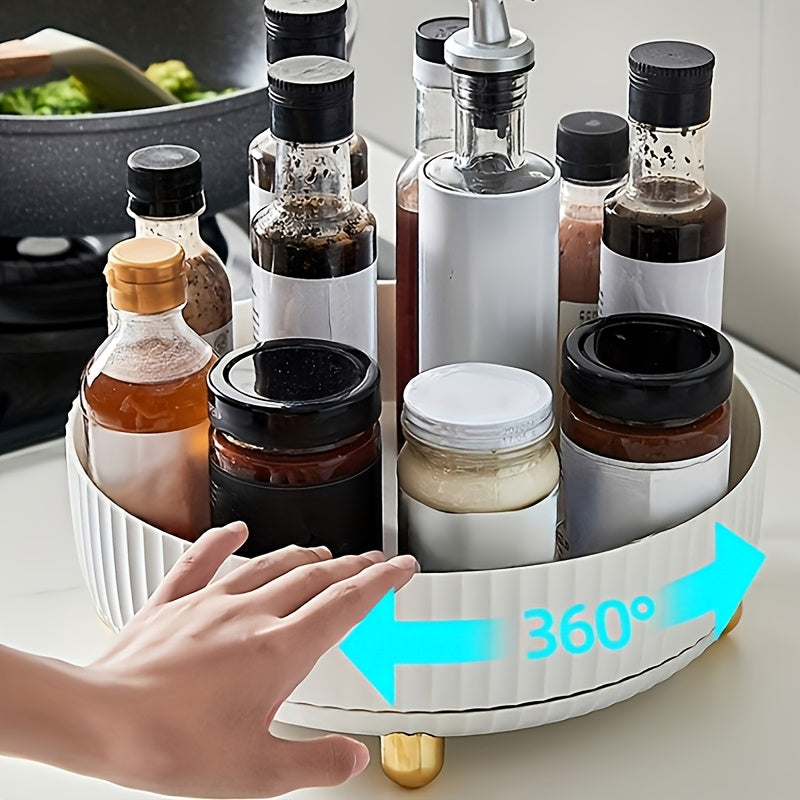 Kitchen Essential – 1/2pcs Kitchen Countertop Spice Storage Rack, Rotating Disc Spice Rack, Cosmetic Perfume Storage Tray, 360° Rotating Skin Lotion Storage Box, Suitable for Kitchen, Dressi