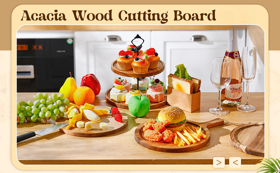 Easy-Access 10/5pcs Kitchen Cutting Board – durable food prep and serving, 10 5pcs Round Wooden Cutting Boards with Handles Wooden Serving Boards Kitchen Chopping Boards, designed for American homes, daily convenience and practical gifting