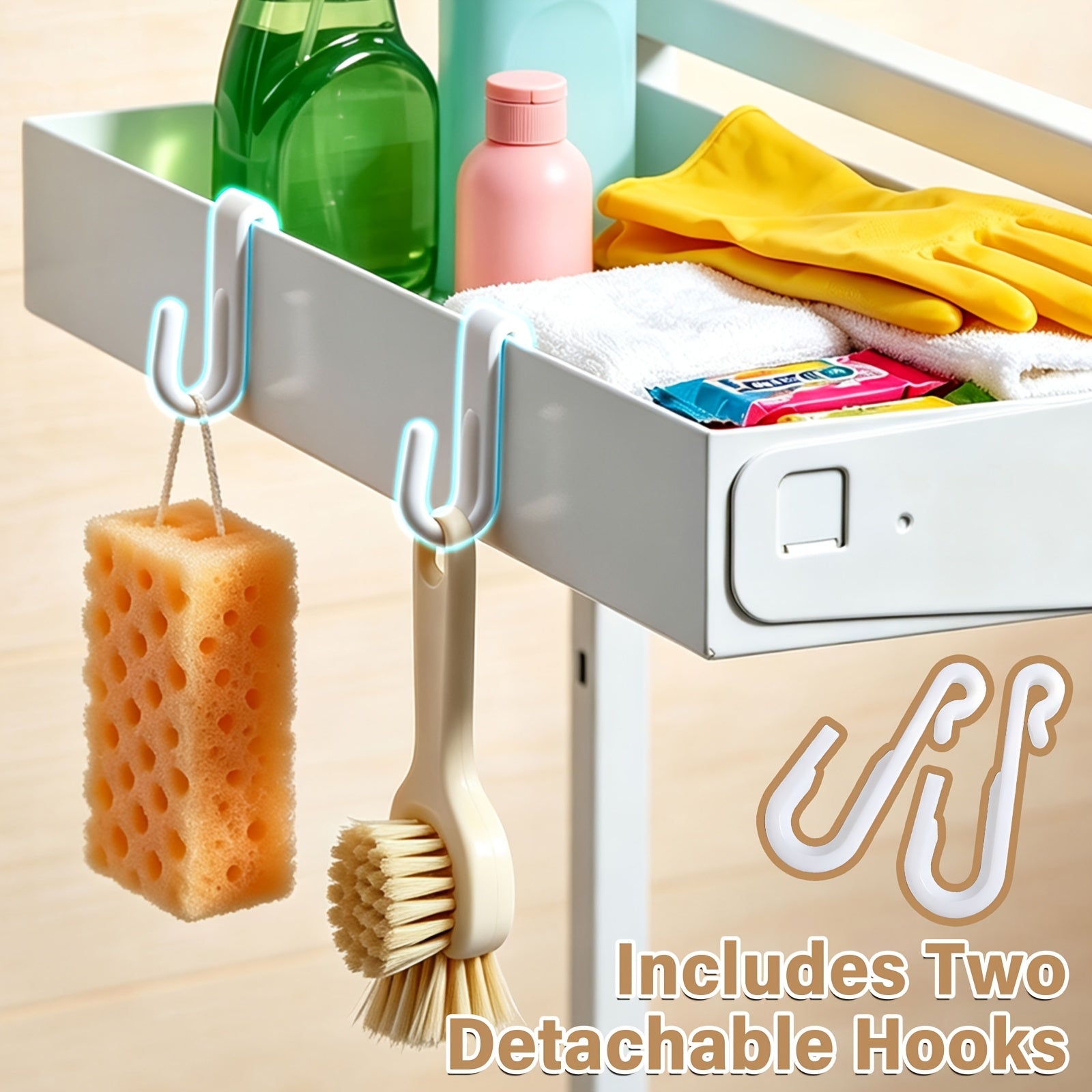 2-Pack Under Sink Organizer, 2-Tier Pull-Out Storage Rack, Adjustable Metal Cabinet Organizer for Kitchen Bathroom Pantry