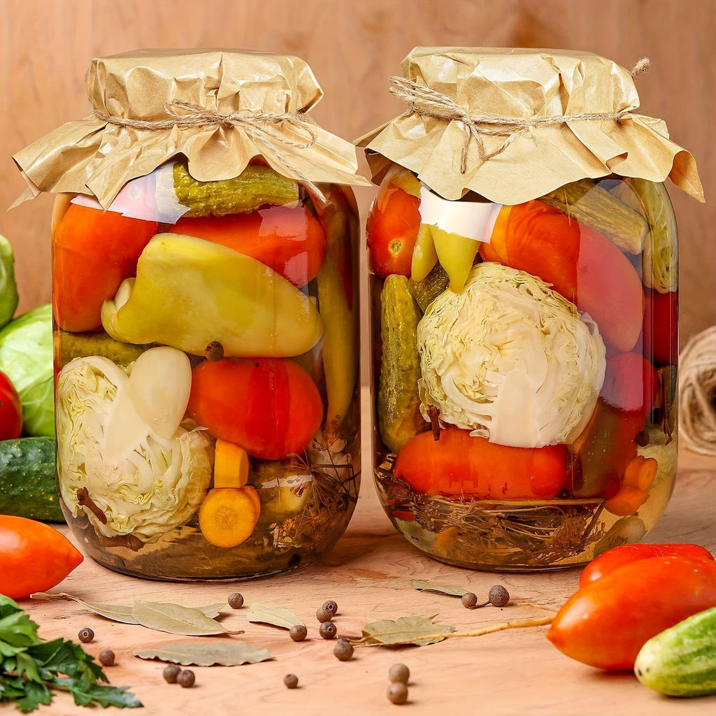 Glass Jars with Airtight Lids, 2 Pack - 1 Gallon Wide Mouth Storage Mason Jars with Hinged with 1 Replacement Silicone Gaskets for Fermenting, Canning, Preserving Christmas Day Item Decoration
