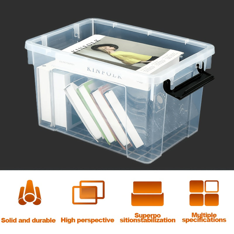 2/4/6pcs, 8/15 Quark Large Plastic Storage Box with Lid | Heavy-duty Bathroom Storage, Pressure-resistant, Sealed Transparent Storage Container with Lid | Essential Storage Item for Home And Dormitory, Suitable for Home/Garage And Other Uses
