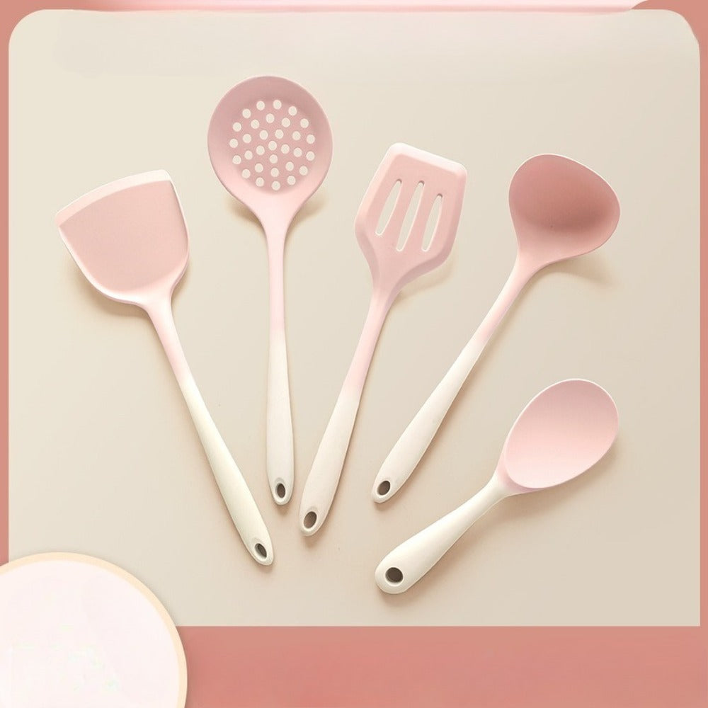 5pcs Silicone Kitchen Utensil Set | Non-Scratch Cooking Spatula and Spoon Set for Nonstick Cookware, Heat Resistant & Dishwasher Safe, Modern Minimalist INS Style Tools for Baking, Frying, Stirring