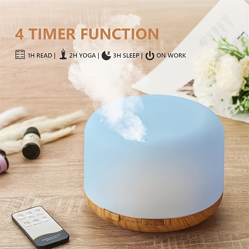 16.91oz Essential Oil Aroma Diffuser - An Aroma Diffuser with A Timer And 7 Ambient Lights, Automatically Shuts Off When There Is No Water, Powered By USB, Round In Shape, Very Suitable for Large Rooms, Homes And Offices