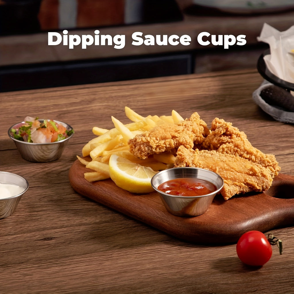12pcs 304 Stainless Steel Sauce Dipping Bowls - 1.52/1.86oz Round Mini Dipping Cups, Reusable Sauce Dishes for Home Party Restaurants