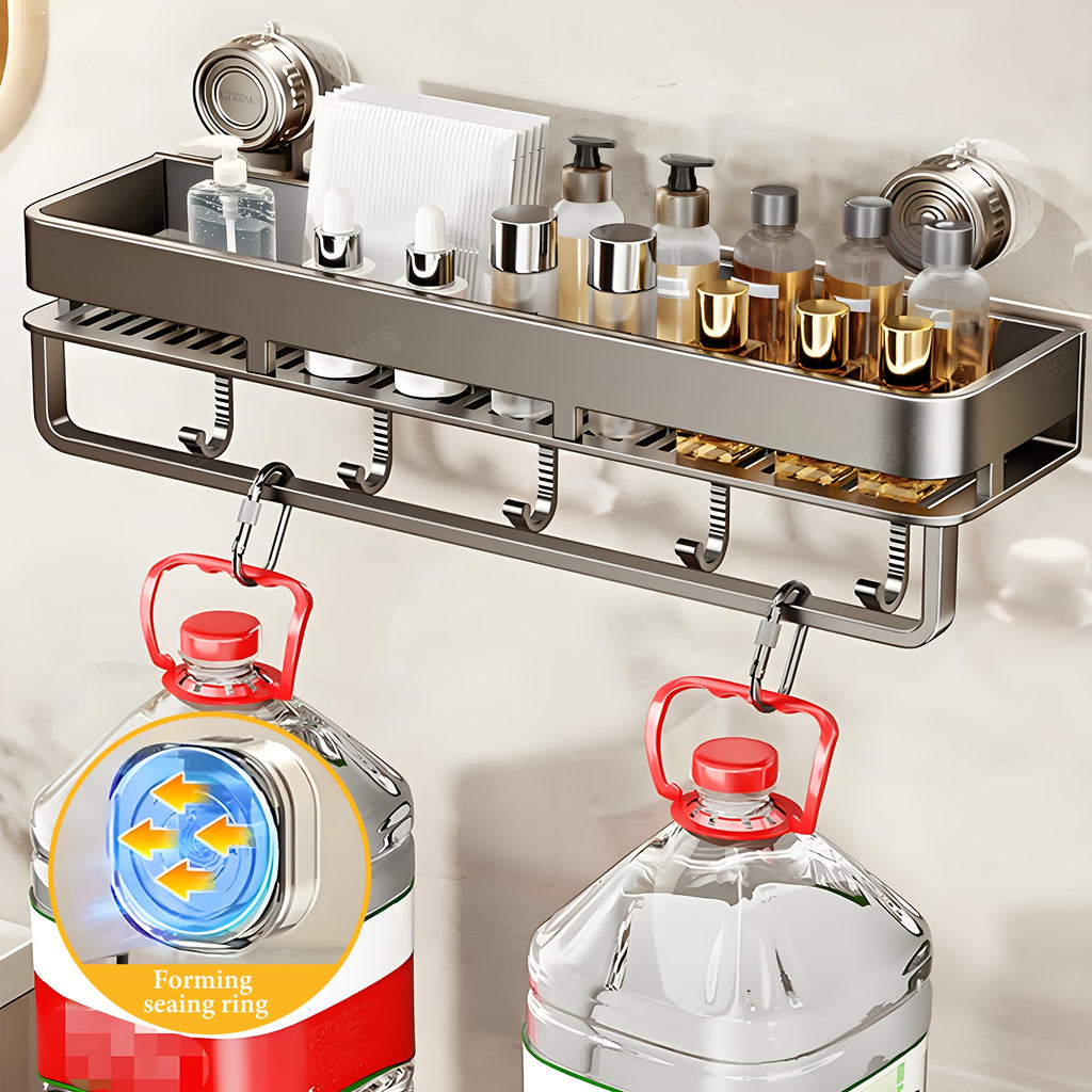 Bathroom Organizer – 1pc Easy-Install Suction Cup Shower Caddy, Wall-Mounted Organizer for Shampoo & Soap with Towel Holder, Heavy-Duty Floating Shower Shelve for Shower Accessories - Strong