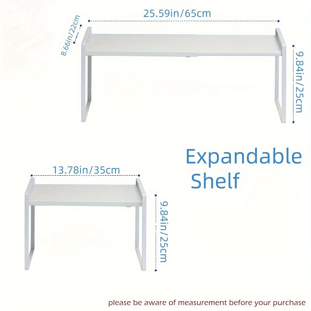 Cabinet Shelf Expandable Height Adjustable Organizer Riser for Kitchen Cabinet Pantry Cupboard Under Sink Countertop Organization Storage Space Saver Stackable Heavy Duty Metal, White/Black, for Christmas Gifts, Standing Shelf, Standing Shelf