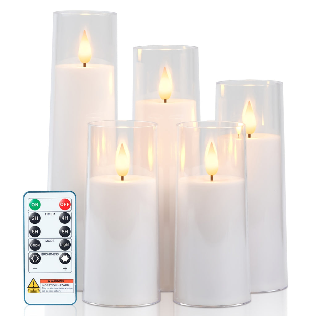 Smart 5/9pcs Decorative Home Lighting – warm functional room lighting, 5 9pcs Pure White Flameless Candles Battery-operated Candles With Remote Control And Timer Flickering, designed for American homes, daily convenience and practical gifting