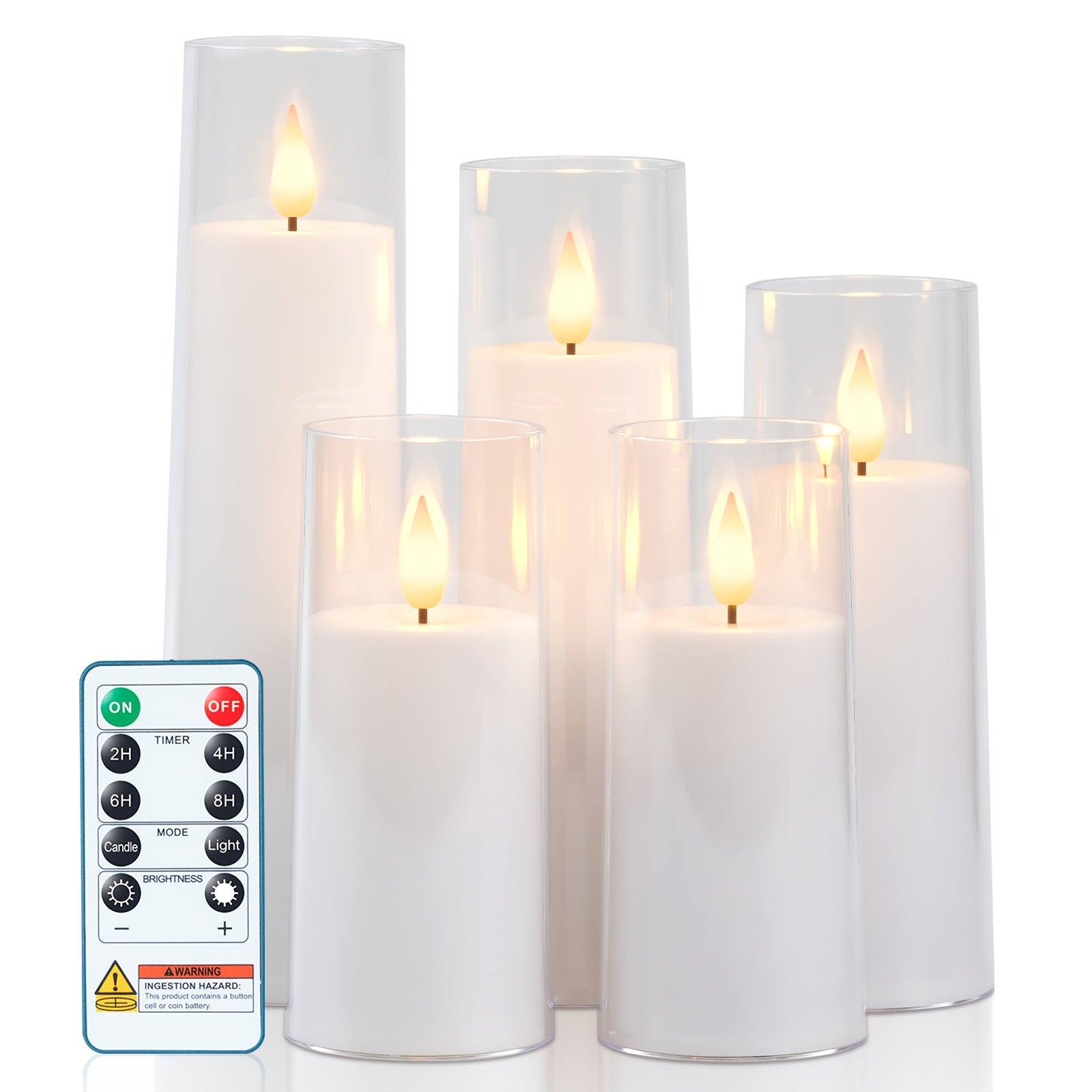 Smart 5/9pcs Decorative Home Lighting – warm functional room lighting, 5 9pcs Pure White Flameless Candles Battery-operated Candles With Remote Control And Timer Flickering, designed for American homes, daily convenience and practical gifting