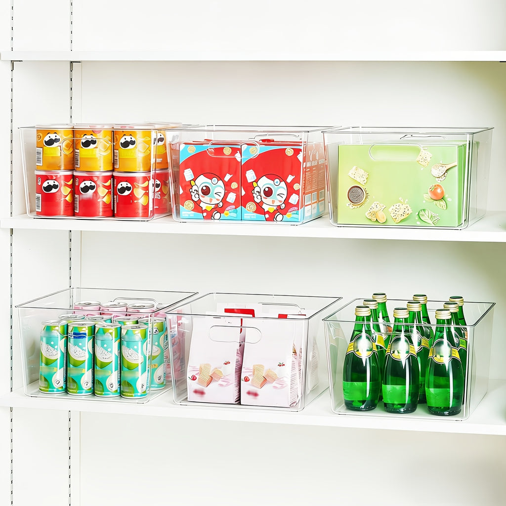 [Extra Large Storage Bins] Extra Large Clear Plastic Storage Bins, 11 Inchx11 Inch Cube Acrylic Organizer Square Containers with Handle for Pantry
