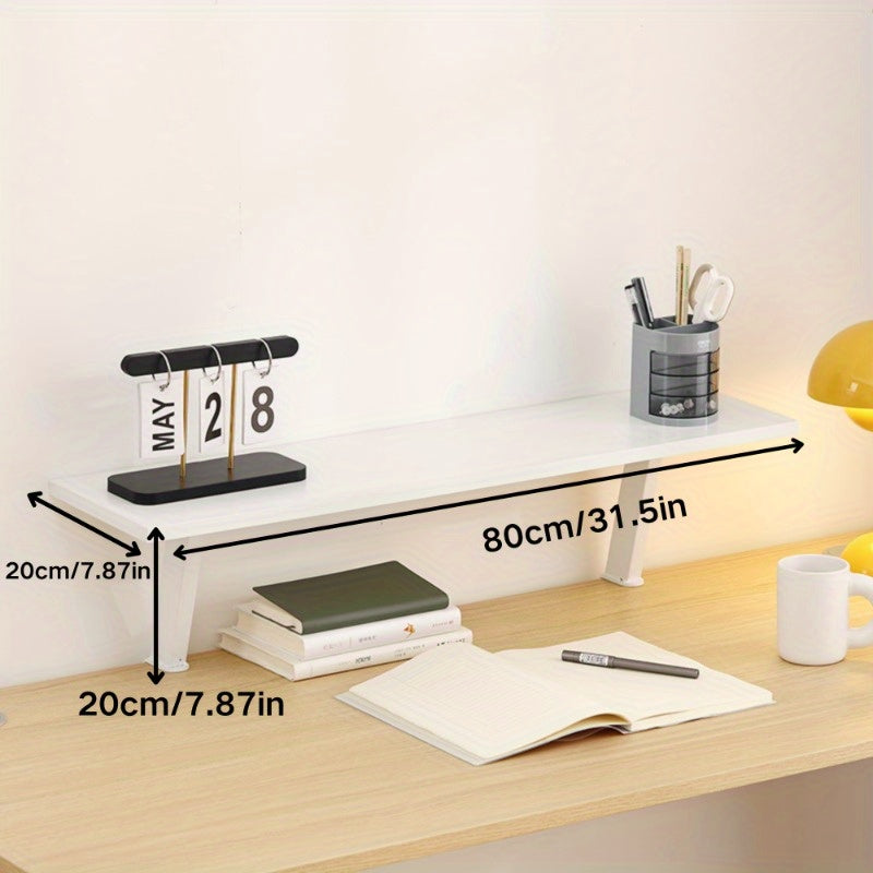 Home Living Essential – 1pc White Wooden Floating Desk Shelf - Rectangular No-Drill Countertop