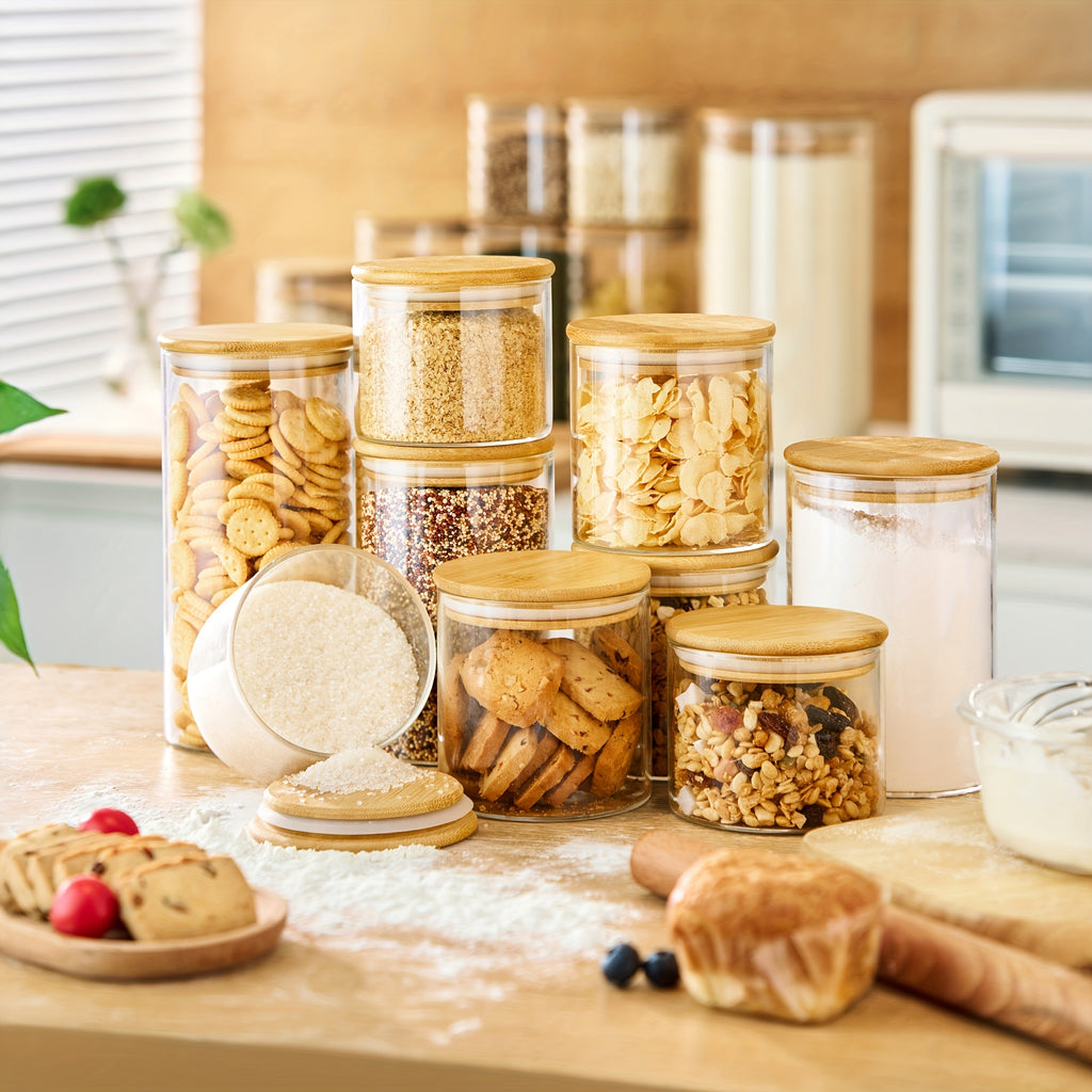 Space-Saving 3 Pack Airtight Storage Jar Set – clear reusable pantry storage, 3 Pack 45 Oz Glass Jars With Bamboo Lids Airtight Pantry Storage Containers For, designed for American homes, daily convenience and practical gifting