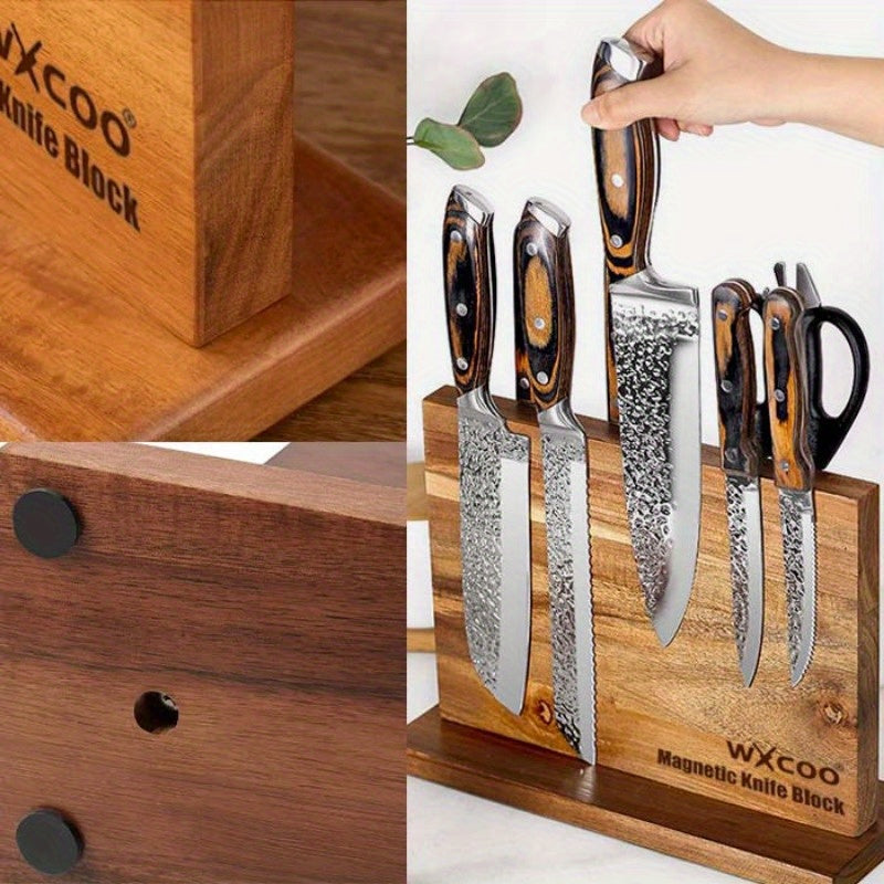 Easy-Access 1pc Adjustable Home Storage Rack – durable multi-purpose storage, 1pc Home Kitchen Double-sided Wooden Magnetic Stands Holder Rack Magnetic Knife Block with Strong, designed for American homes, daily convenience and practical gifting
