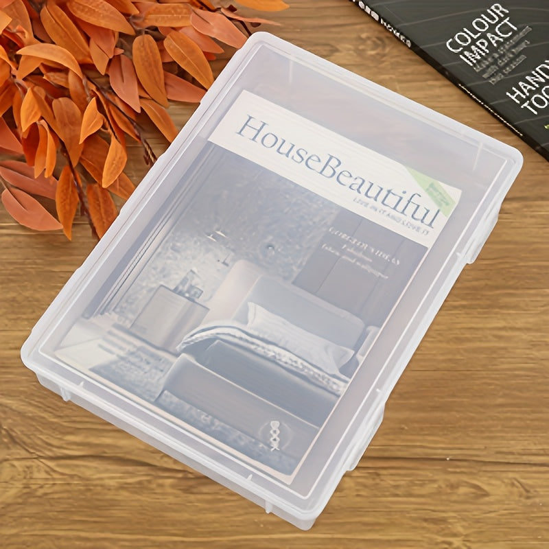 3pcs Clear Plastic Storage Bins, A5 Size Transparent Plastic Organizer, Flip-Top Stackable Storage Box with Label Holders, Desktop Document Organizer for Office & Home
