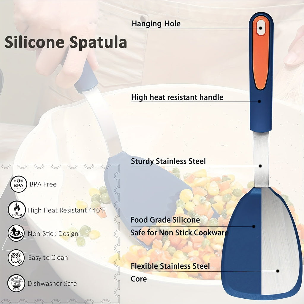 Kitchen Essential – 5pcs Silicone Spatula Set, BPA Free Silicone Turners, Heat-Resistant Cooking Utensils, Flip Turner for Fish, Egg, Pancake, Healthy Cooking Tools for Modern US Homes, easy