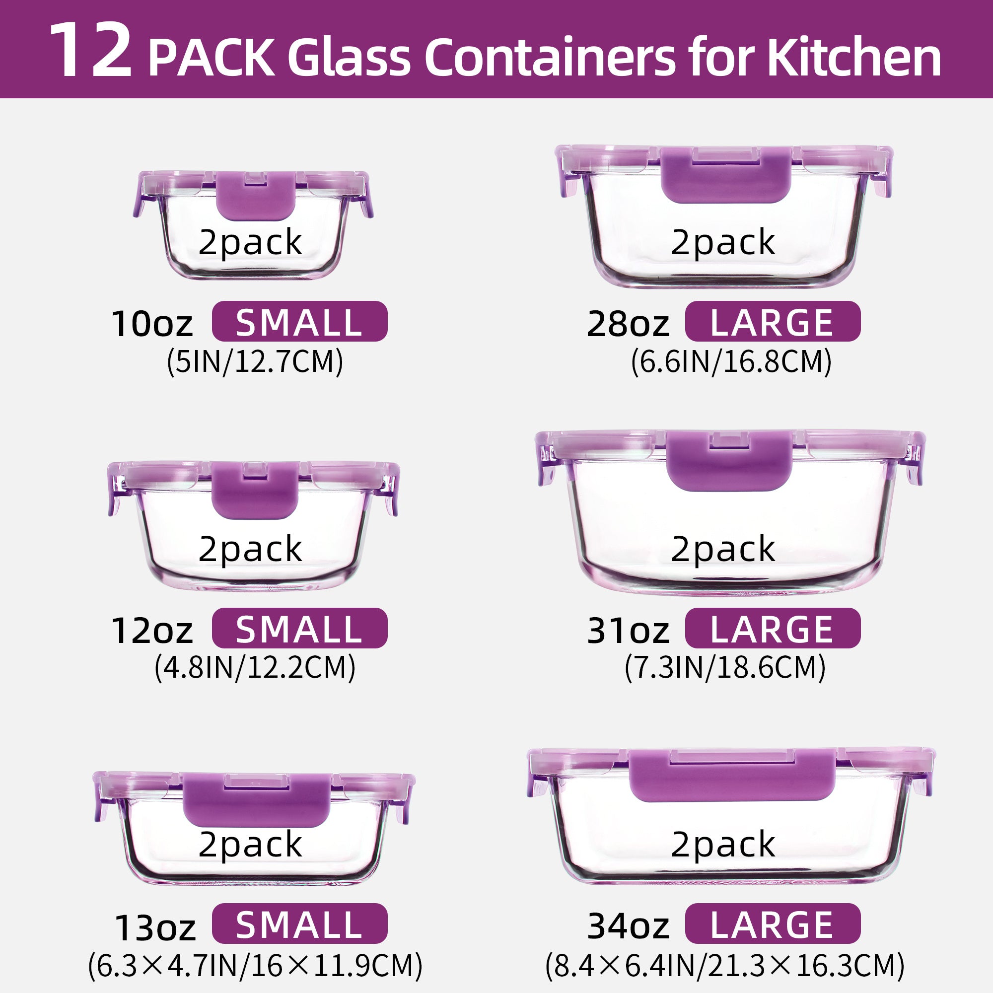Easy-Access 12pcs Glass Meal Prep Container Set – leak-resistant reusable meal prep, 12pcs Glass Food Storage Containers with Lids Meal Prep Pantry Kitchen Storage Containers for, designed for American homes, daily convenience and practical gifting