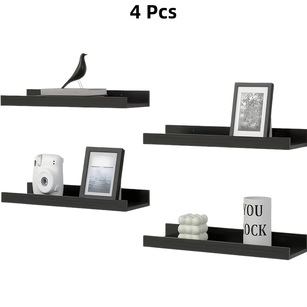 4/6pcs Carbonized Black Floating Shelves, Rustic Wood Shelves, Wall Mounted Shelf for Bathroom Decor, Bedroom, Living Room, Plants, Kitchen, Bathroom, Bathroom, Office, Multi Size The Best Gifts for Father's Day And Independence Day, Floating Shelves