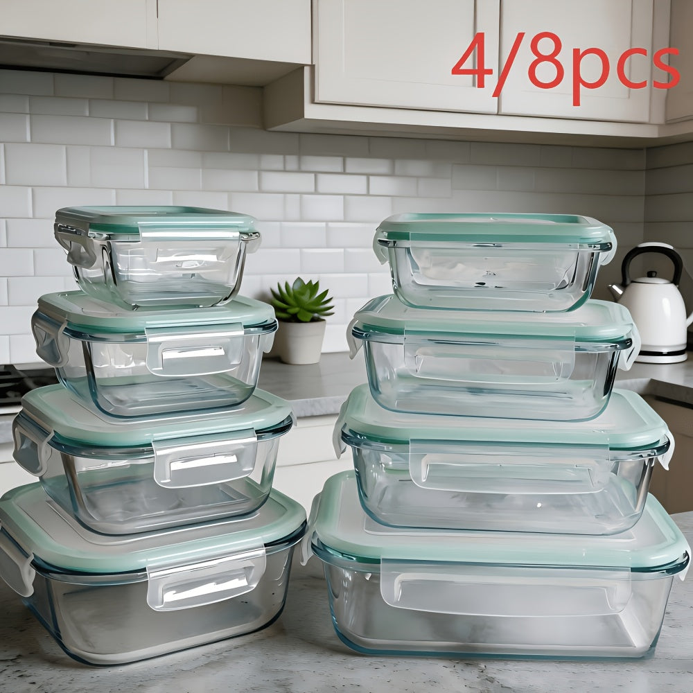 4/8pcs Class Food Storage Containers, Meal Prep, Airtight Bento Boxes with Leak-Proof Locking Lids, Microwave, Lunch Box, Oven, Freezer, And Dishwasher Safe
