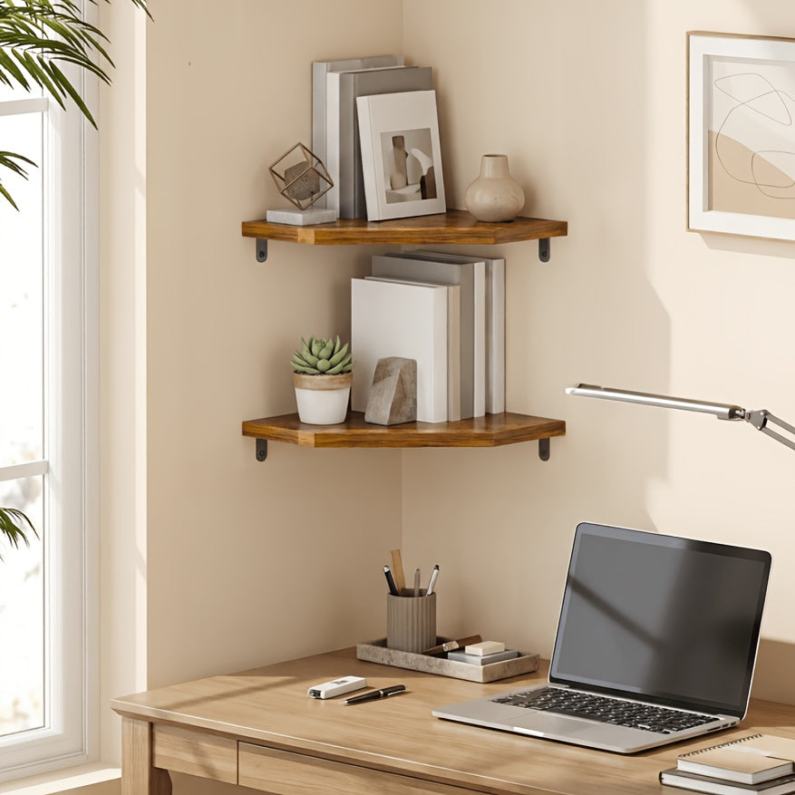 Home Organizer – TOMNK 13.9-Inch Floating Corner Shelves 2/6pcs, Wall Mounted Storage Organizer for
