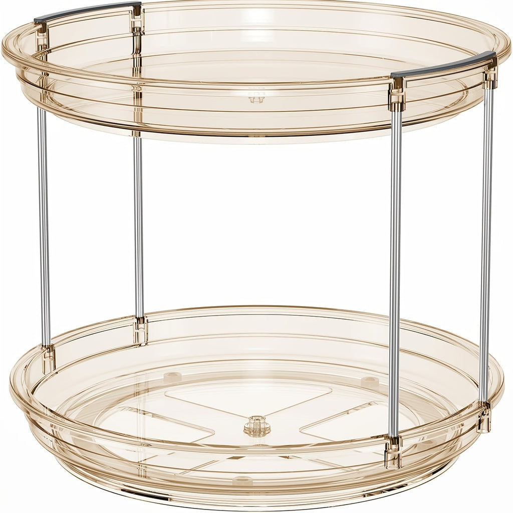 Kitchen Essential – A 2-Tier Rotating Multifunctional Countertop Turntable Designed for Storing Seasonings And Cosmetics, Featuring a 360-Degree Rotation And an Anti-Slip Base, Ideal for Use