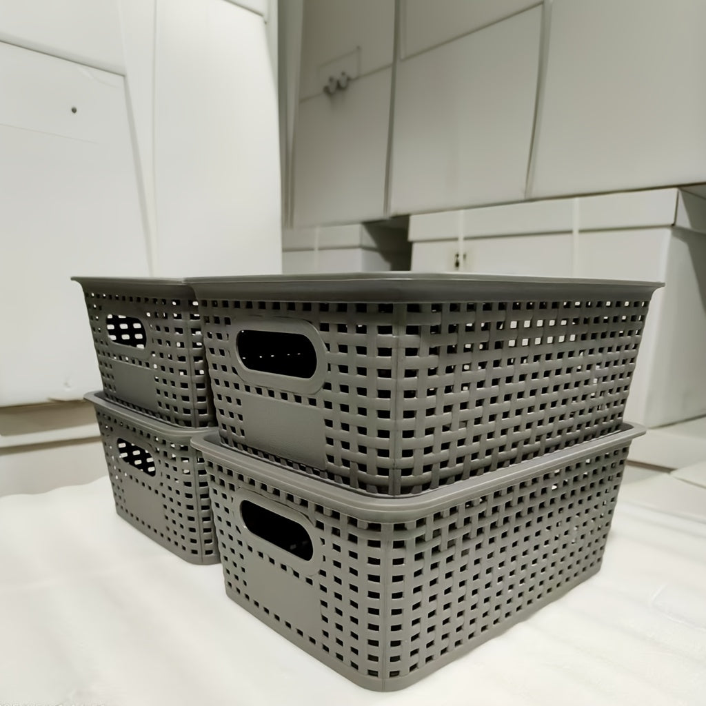 Storage Bins – 2pcs 4pcs 6pcs Multi-function Plastic Storage Basket with Lid Organizing