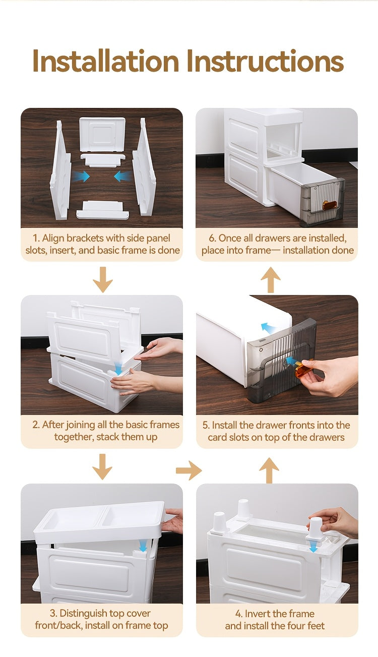 Compact Pull-Out Cabinet Organizer – smooth-access cabinet organization, Deluxe Slim Storage Cabinet with Drawers - Durable Waterproof PP Material Multi-Purpose Organizer with, designed for American homes, daily convenience and practical gifting