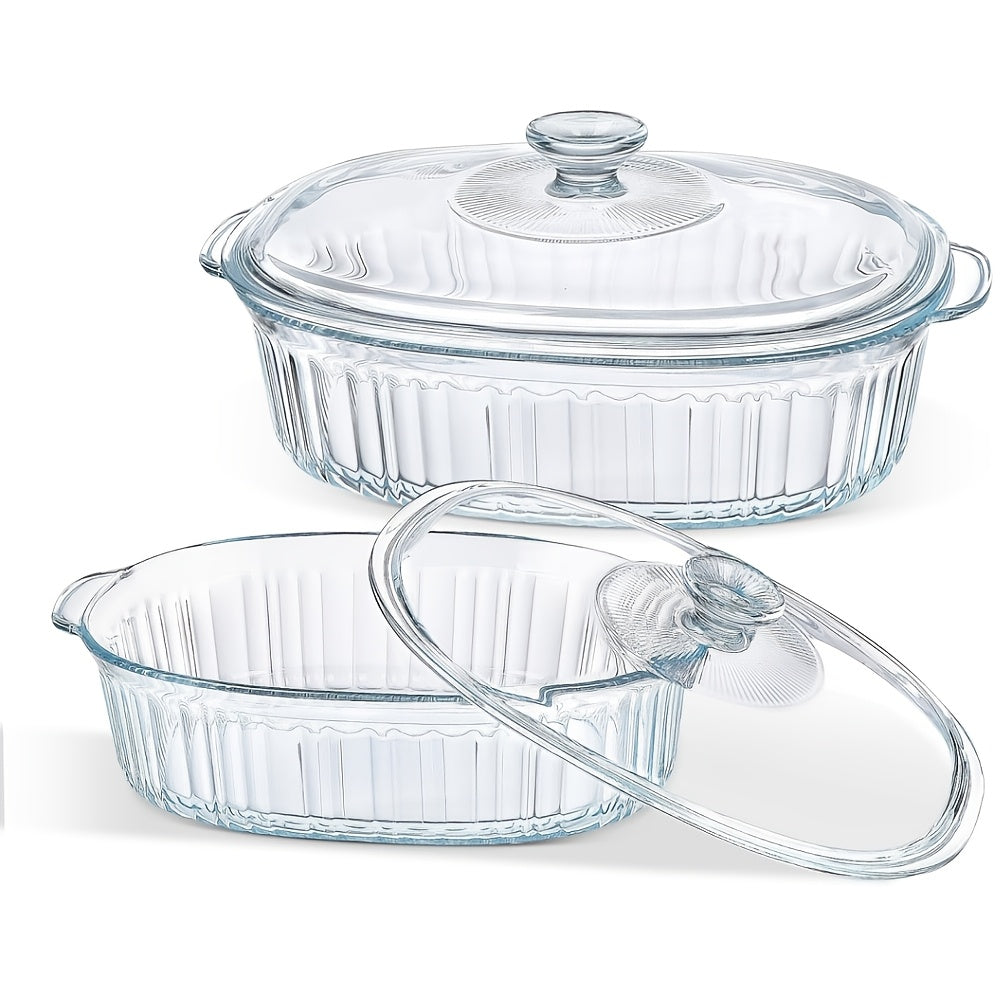 Premium 50oz Kitchen Baking Dish Set – oven-ready cooking and serving, Oval Glass Casserole Dish with Lid Set - 50oz 85oz Oven Microwave Safe Perfect, designed for American homes, daily convenience and practical gifting