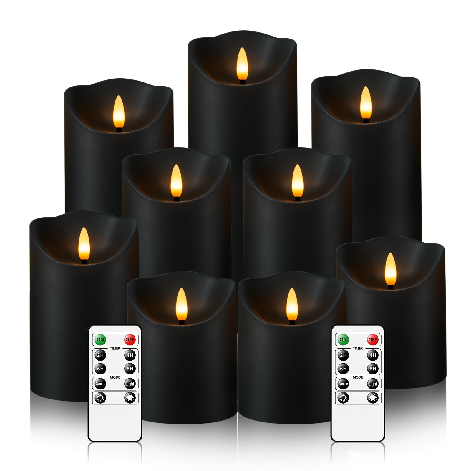 Home Living Essential – NIMIKO Set of 9 Flicker Flameless LED Candles with 2 Remote Controls And