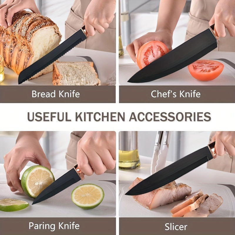 Kitchen Essential – 25pcs Kitchen Cooking Utensils And Knife Set with Block, Silicone Cooking Utensils Sharp Stainless Steel Chef Knives Scissors Whisk Tongs And Cutting Board, Kitchen Utens