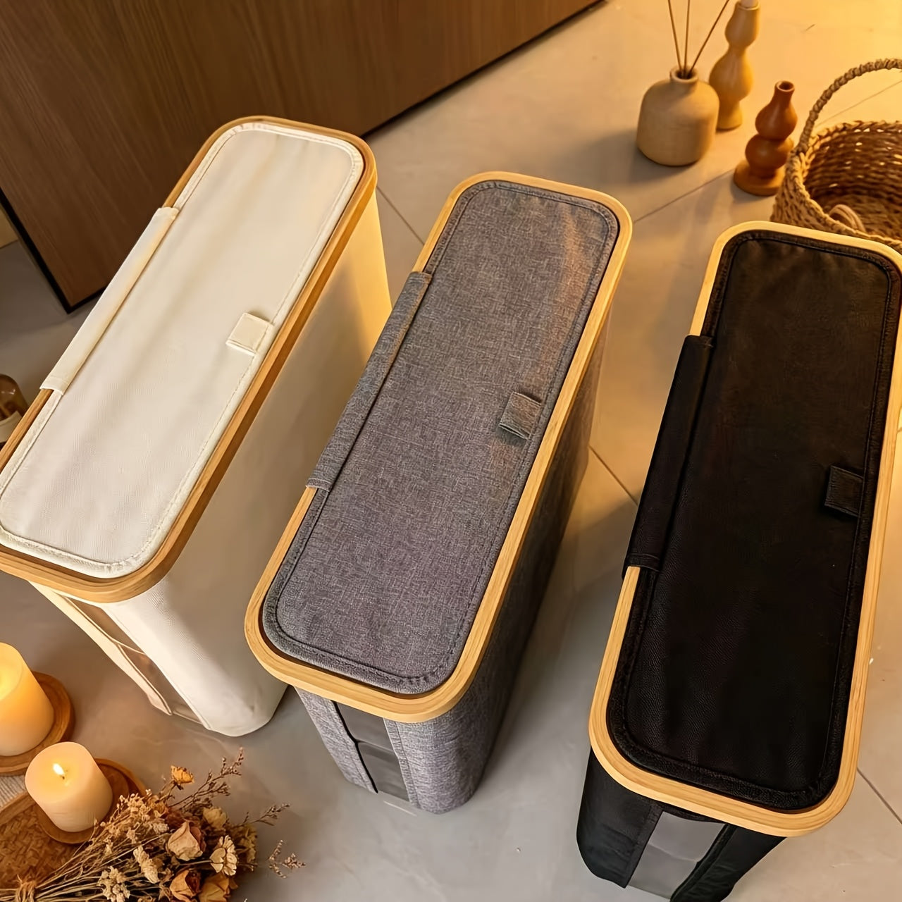 Premium Stackable Home Storage Bins – portable space-saving storage, Large Capacity Bamboo Paper Towel Storage Basket Holds 9-12 Rolls Dustproof Beautiful Toilet Paper, designed for American homes, daily convenience and practical gifting