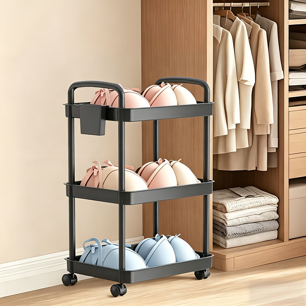 Modern Adjustable Home Storage Rack – durable multi-purpose storage, 3 4 5-Tier Plastic Rolling Utility Cart with Handle Multi-Functional Storage Trolley for Office, designed for American homes, daily convenience and practical gifting
