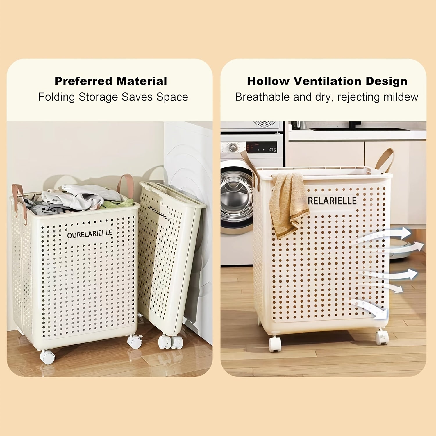 Smart Stackable Home Storage Bins – portable space-saving storage, 15 8 20GaA Large Foldable Wheeled Laundry Basket Multiple Sizes Available Without Lid -, designed for American homes, daily convenience and practical gifting