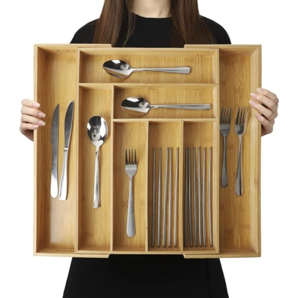 Premium Stackable Storage Drawer – smooth-access cabinet organization, Bamboo Drawer Organizer Expandable - Adjustable Silverware Tray Cutlery And Utensil Holder for Kitchen, designed for American homes, daily convenience and practical gifting